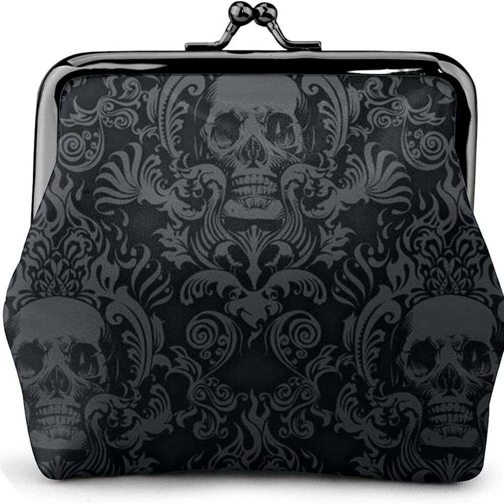 Skull Buckle Leather Coin Purse Pouch